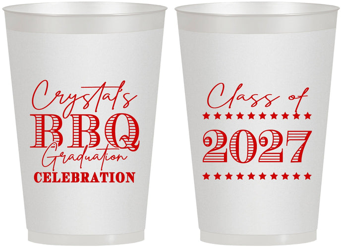 Personalized Graduation 12 oz Frosted Cups - Class Of 2027 Bbq | 130005