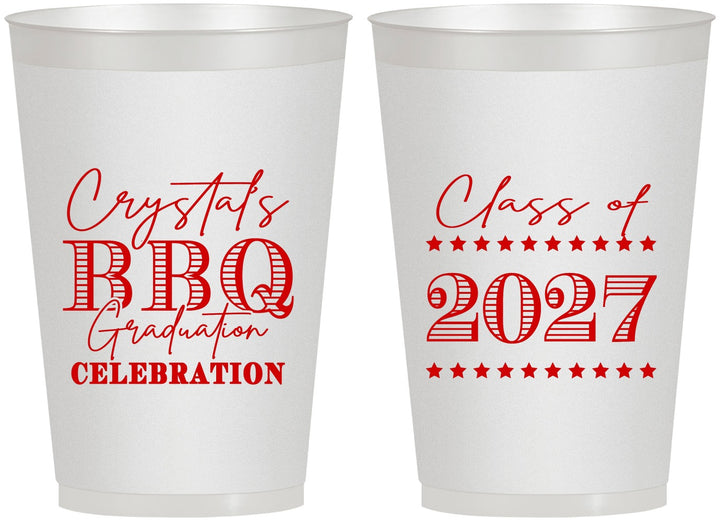 Personalized Graduation 12 oz Frosted Cups - Class Of 2027 Bbq | 130005