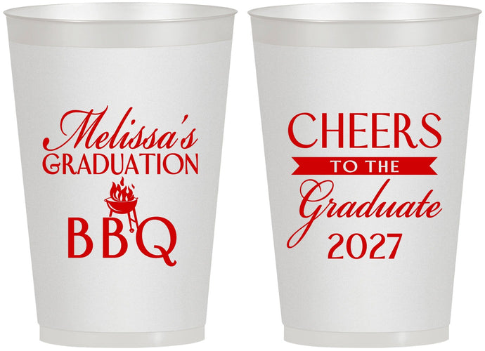Personalized Graduation 12 oz Frosted Cups - Class Of 2027 Bbq | 130006