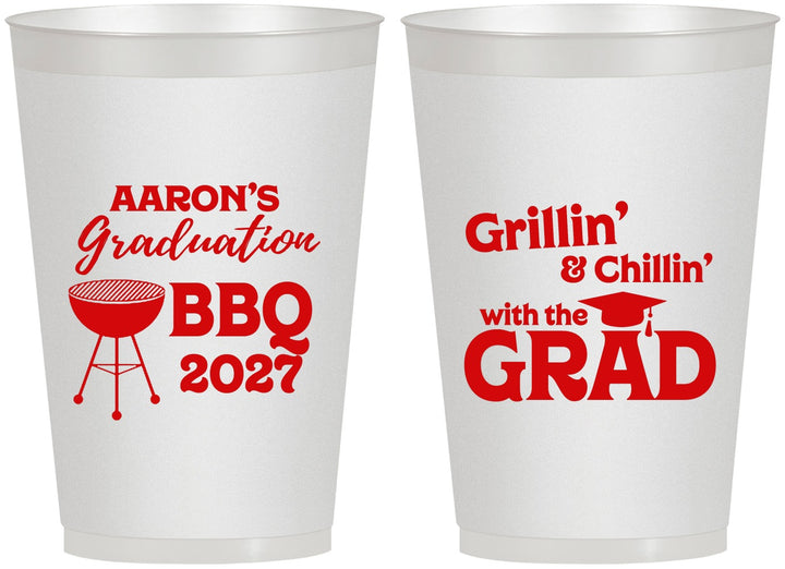 Personalized Graduation 12 oz Frosted Cups - Class Of 2027 Bbq | 130007
