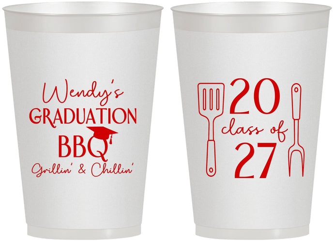 Personalized Graduation 12 oz Frosted Cups - Class Of 2027 Bbq | 130008
