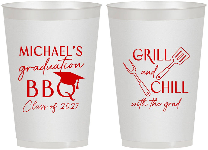 Personalized Graduation 12 oz Frosted Cups - Class Of 2027 Bbq | 130009