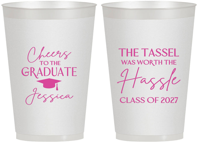 Personalized Graduation 12 oz Frosted Cups - Class Of 2027 Tassel Hassel | 130010