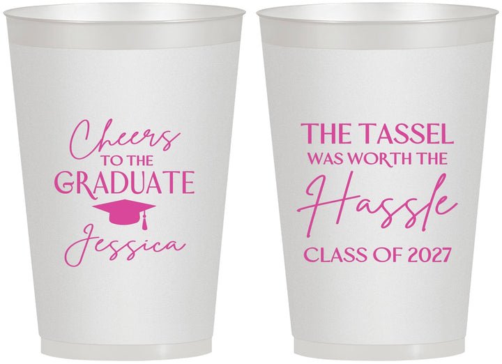 Personalized Graduation 12 oz Frosted Cups - Class Of 2027 Tassel Hassel | 130010