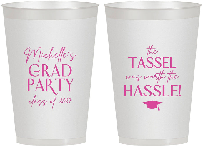 Personalized Graduation 12 oz Frosted Cups - Class Of 2027 Tassel Hassel | 130011