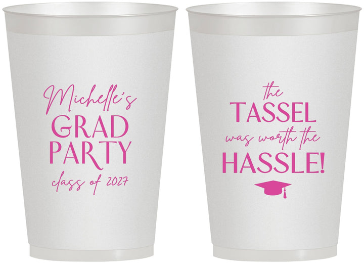 Personalized Graduation 12 oz Frosted Cups - Class Of 2027 Tassel Hassel | 130011
