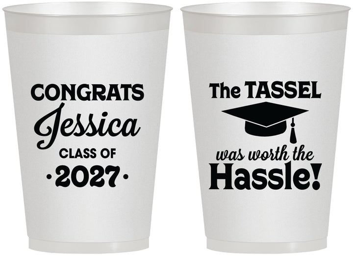 Personalized Graduation 12 oz Frosted Cups - Class Of 2027 Tassel Hassel | 130012