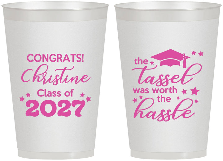 Personalized Graduation 12 oz Frosted Cups - Class Of 2027 Tassel Hassel | 130013