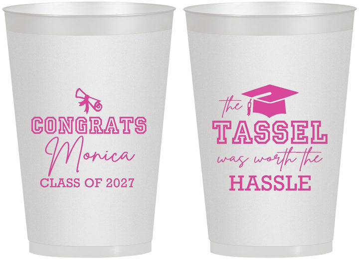 Personalized Graduation 12 oz Frosted Cups - Class Of 2027 Tassel Hassel | 130014