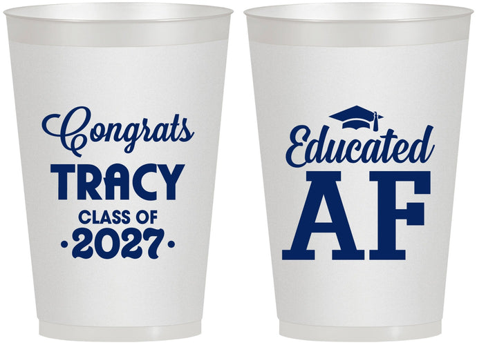 Personalized Graduation 12 oz Frosted Cups - Class Of 2027 Educated Af | 130015