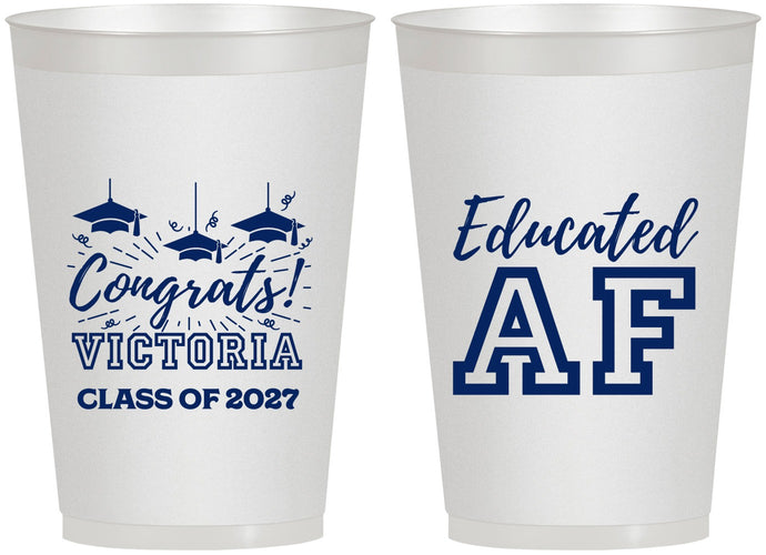 Personalized Graduation 12 oz Frosted Cups - Class Of 2027 Educated Af | 130017