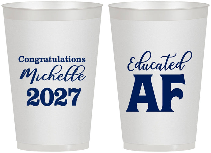 Personalized Graduation 12 oz Frosted Cups - Class Of 2027 Educated Af | 130018