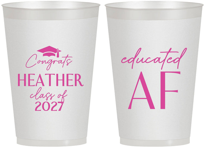 Personalized Graduation 12 oz Frosted Cups - Class Of 2027 Educated Af | 130019