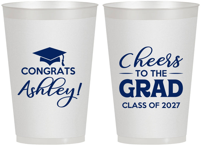 Personalized Graduation 12 oz Frosted Cups - Class Of 2027 Cheers Grad | 130020