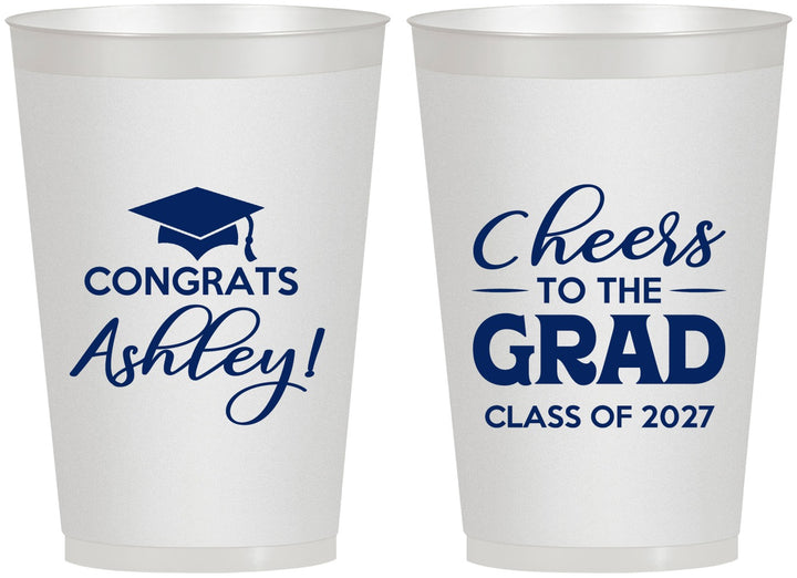 Personalized Graduation 12 oz Frosted Cups - Class Of 2027 Cheers Grad | 130020