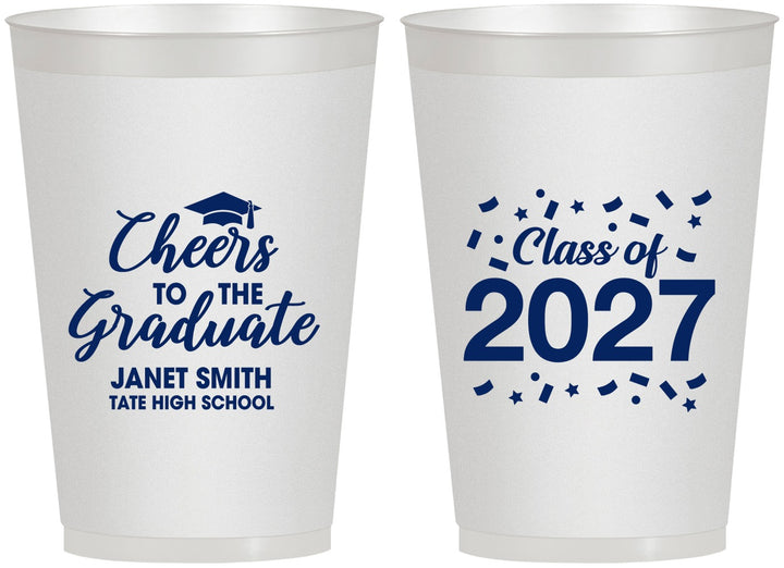 Personalized Graduation 12 oz Frosted Cups - Class Of 2027 Cheers Graduate | 130021