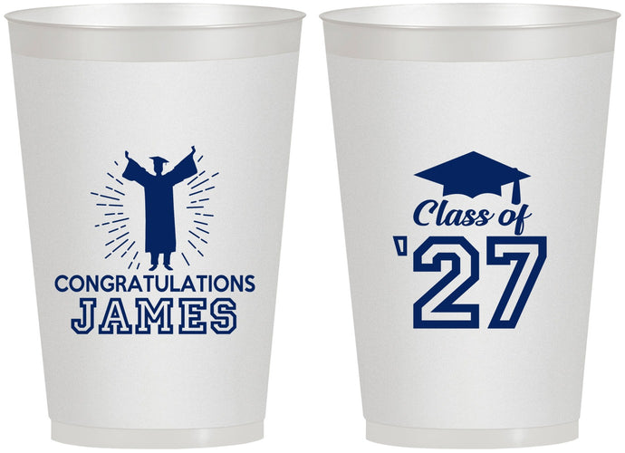 Personalized Graduation 12 oz Frosted Cups - Class Of 2027 Congratulations | 130024