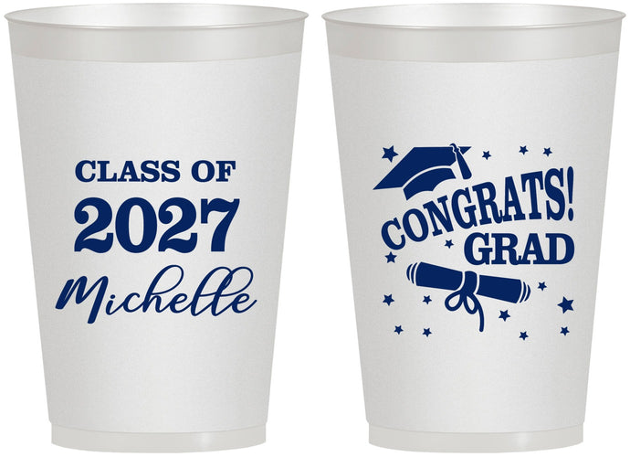 Personalized Graduation 12 oz Frosted Cups - Class Of 2027 Congrats | 130027