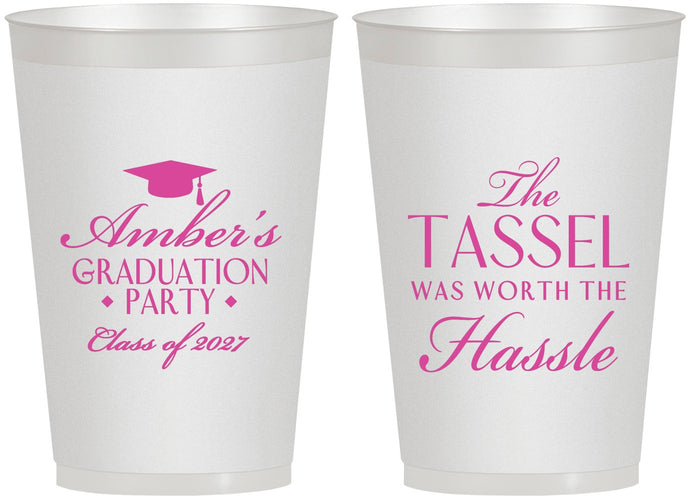 Personalized Graduation 12 oz Frosted Cups - Class Of 2027 Tassel Hassel | 130030