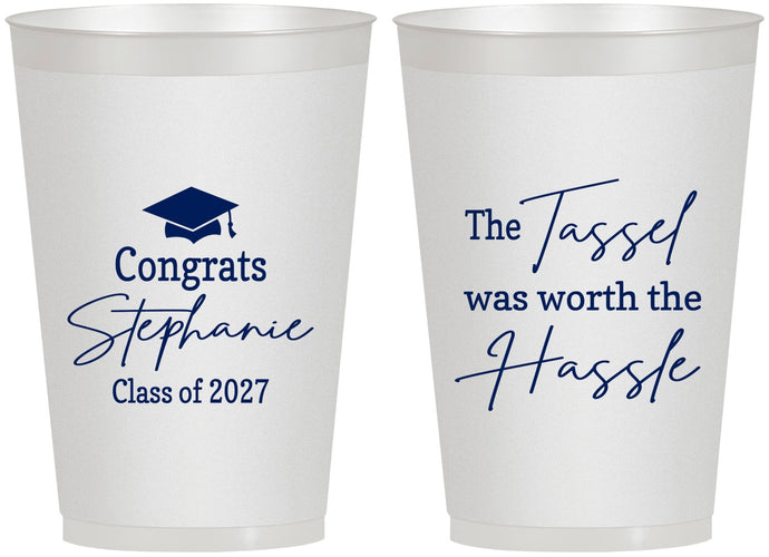 Personalized Graduation 12 oz Frosted Cups - Class Of 2027 Tassel Hassel | 130031