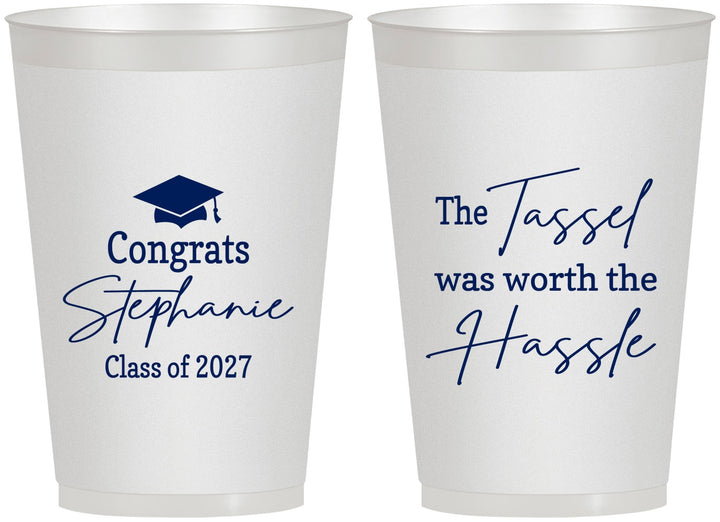 Personalized Graduation 12 oz Frosted Cups - Class Of 2027 Tassel Hassel | 130031