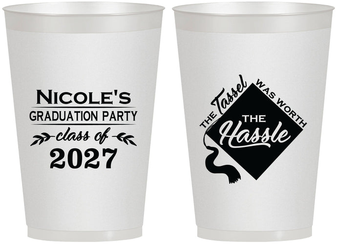 Personalized Graduation 12 oz Frosted Cups - Class Of 2027 Tassel Hassel | 130032