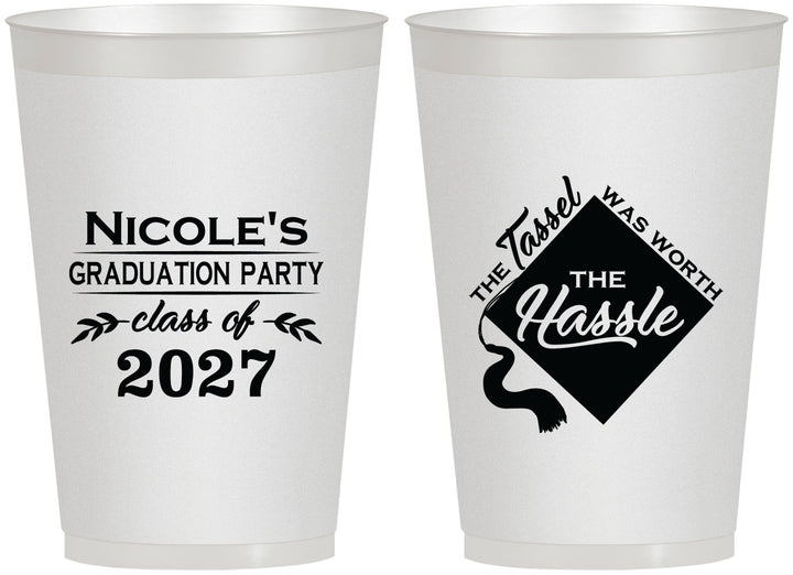 Personalized Graduation 12 oz Frosted Cups - Class Of 2027 Tassel Hassel | 130032
