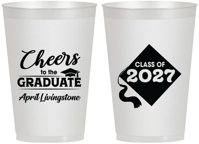 Personalized Graduation 12 oz Frosted Cups - Class Of 2027 Tassel Hassel | 130033