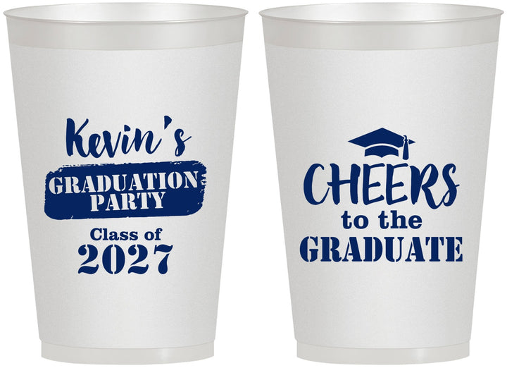 Personalized Graduation 12 oz Frosted Cups - Class Of 2027 Cheers Graduate | 130034