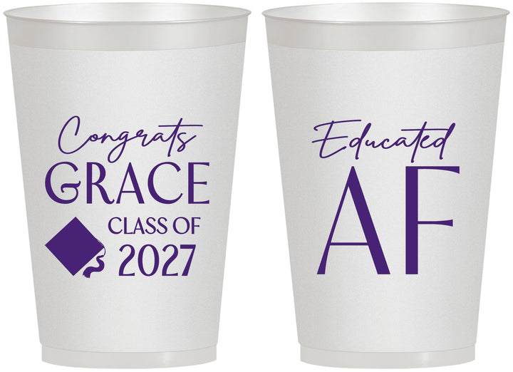 Personalized Graduation 12 oz Frosted Cups - Class Of 2027 Educated Af | 130040