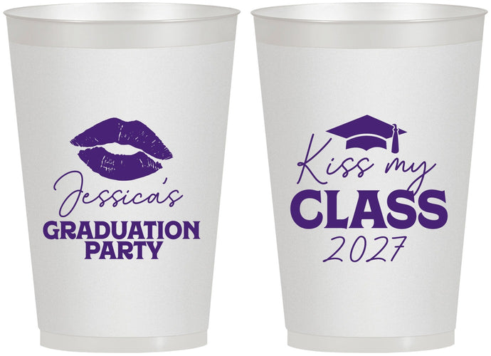 Personalized Graduation 12 oz Frosted Cups - Class Of 2027 Kiss My Class | 130041