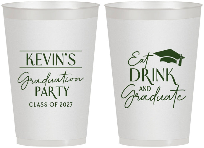 Personalized Graduation 12 oz Frosted Cups - Class Of 2027 Eat Drink Graduate | 130043
