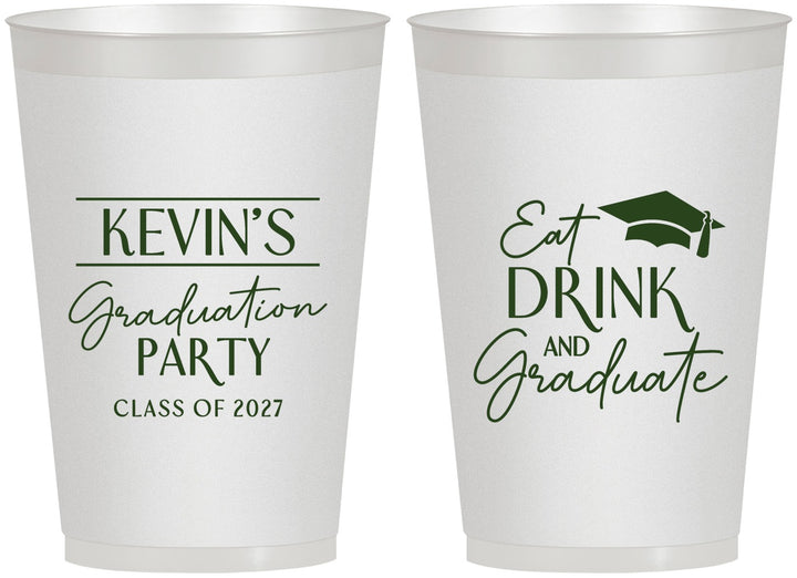 Personalized Graduation 12 oz Frosted Cups - Class Of 2027 Eat Drink Graduate | 130043