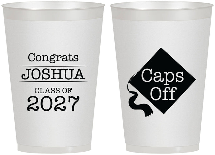 Personalized Graduation 12 oz Frosted Cups - Class Of 2027 Caps Off | 130045