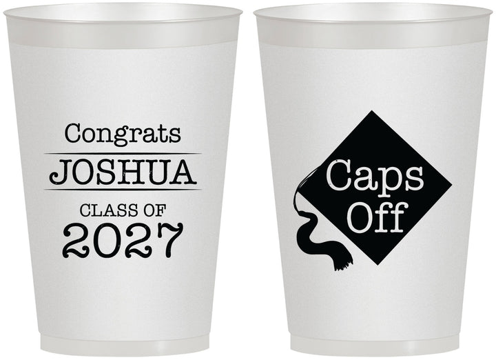 Personalized Graduation 12 oz Frosted Cups - Class Of 2027 Caps Off | 130045