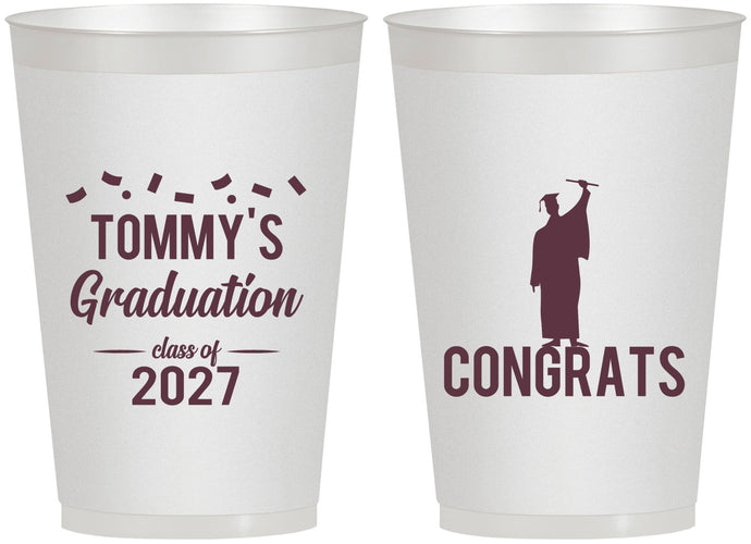 Personalized Graduation 12 oz Frosted Cups - Class Of 2027 Congrats | 130046