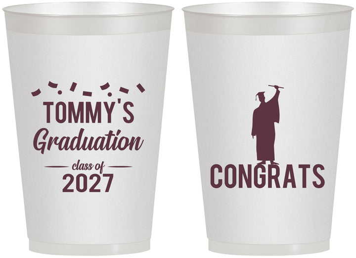 Personalized Graduation 12 oz Frosted Cups - Class Of 2027 Congrats | 130046