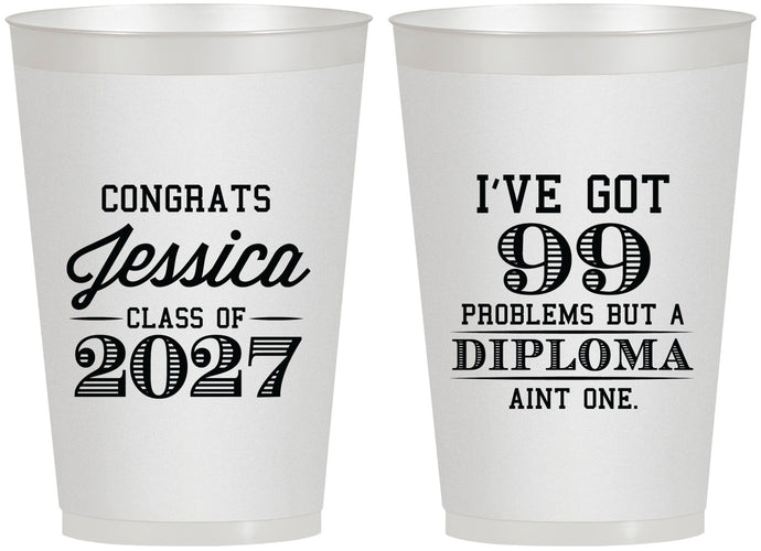Personalized Graduation 12 oz Frosted Cups - Class Of 2027 99 Problems | 130047