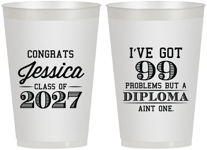 Personalized Graduation 12 oz Frosted Cups - Class Of 2027 99 Problems | 130047
