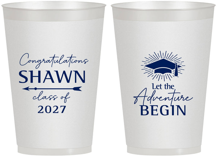 Personalized Graduation 12 oz Frosted Cups - Class Of 2027 Adventure Begin | 130048
