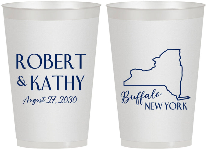 Personalized Wedding 12 oz Frosted Cups - New York | 131