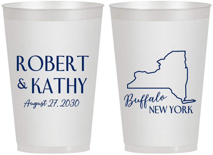 Personalized Wedding 12 oz Frosted Cups - New York | 131