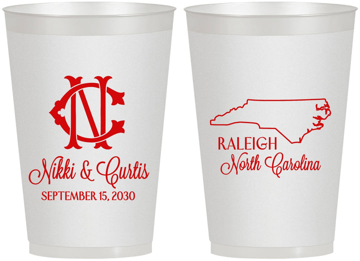 Personalized Wedding 12 oz Frosted Cups - North Carolina | 132