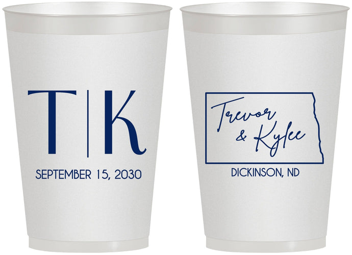 Personalized Wedding 12 oz Frosted Cups - North Dakota | 133