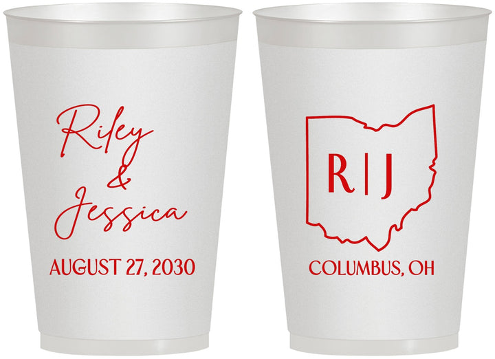 Personalized Wedding 12 oz Frosted Cups - Ohio | 134