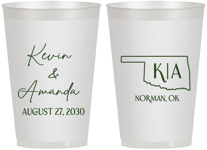Personalized Wedding 12 oz Frosted Cups - Oklahoma | 135