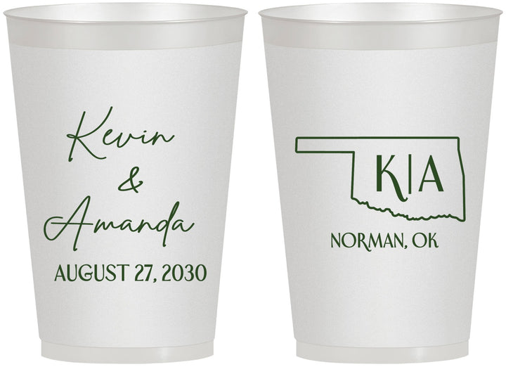 Personalized Wedding 12 oz Frosted Cups - Oklahoma | 135