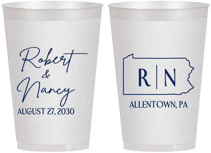 Personalized Wedding 12 oz Frosted Cups - Pennsylvania | 137