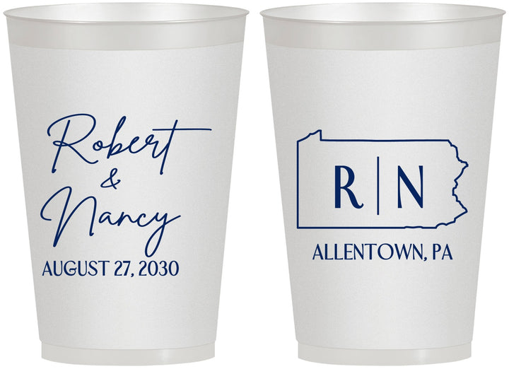Personalized Wedding 12 oz Frosted Cups - Pennsylvania | 137
