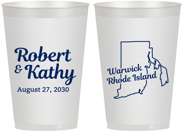 Personalized Wedding 12 oz Frosted Cups - Rhode Island | 138